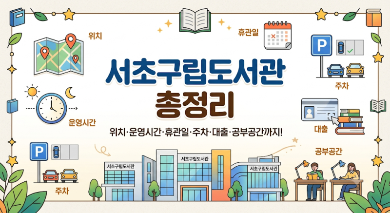 서초구립도서관 총정리｜위치·운영시간·휴관일·주차·대출·공부공간 총정리!