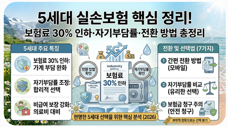 5세대 실손보험 핵심 정리 — 보험료 30% 인하·자기부담률·전환 방법