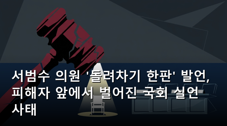 <b>서범수</b> 의원 '<b>돌려차기</b> 한판' <b>발언</b>, 피해자 앞에서 벌어진 국회... 