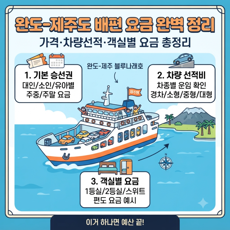 완도 제주도 배편 가격, 차량 선적·객실별 요금까지 총정리