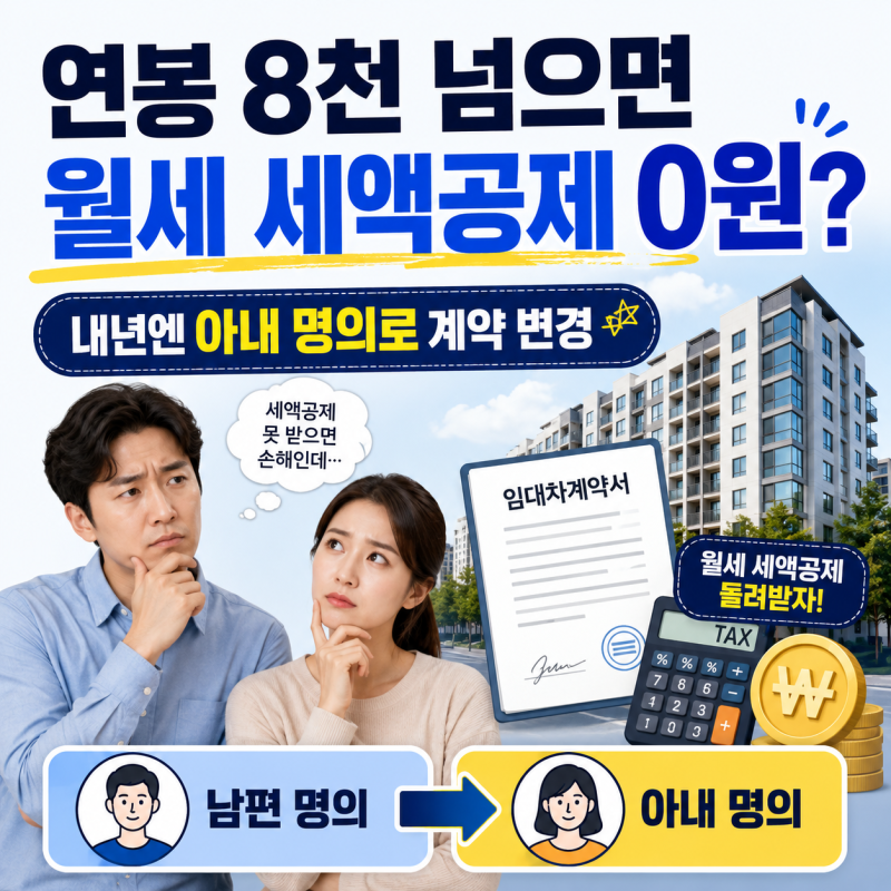 연봉 8천 넘으면 월세 세액공제 0원? 내년엔 아내 명의로 계약 바꾸려는 이유