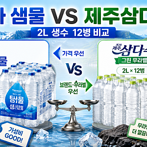 탐사 샘물 vs 제주삼다수 무라벨｜2L 생수 12병 가격·선택 기준 비교