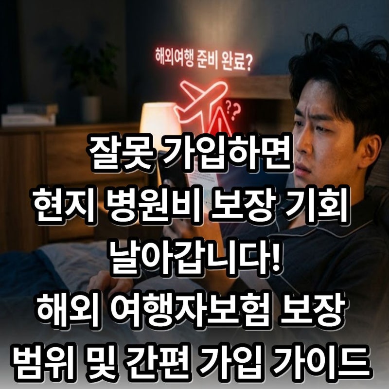 잘못 가입하면 현지 병원비 보장 기회 날아갑니다! 해외 여행자보험 보장 범위 및 간편 가입 ....