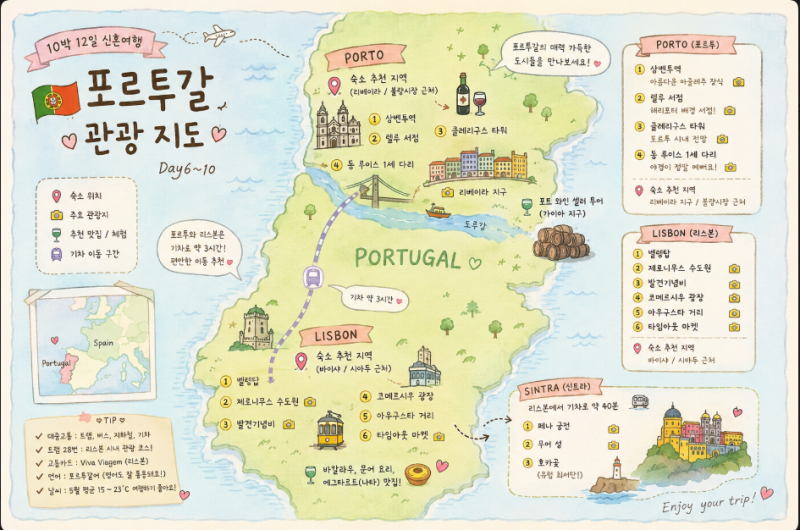 [w-8] 신혼여행 준비기 #2 ㅣ 스페인 + 포르투갈 ㅣ10박 12일 여행 큰 틀 잡기 l 포르투갈 (포르투....