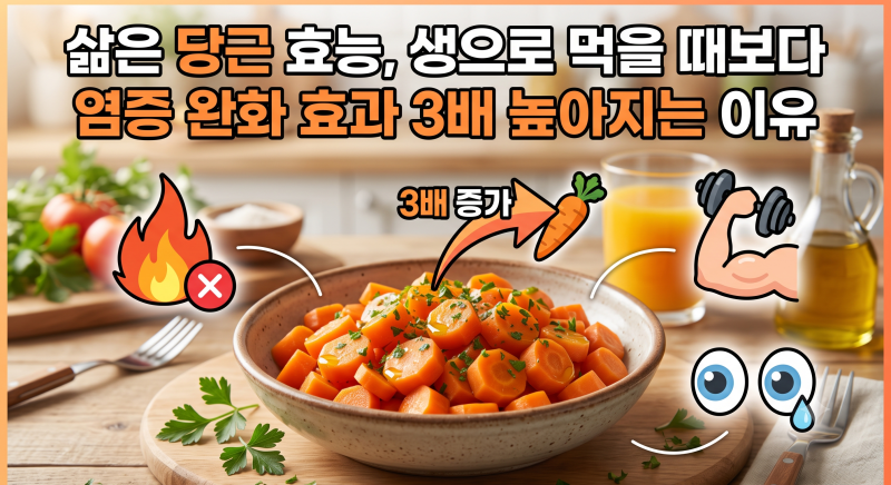 삶은 당근 효능, 생으로 먹을 때보다 염증 완화 효과 3배 높아지는 이유