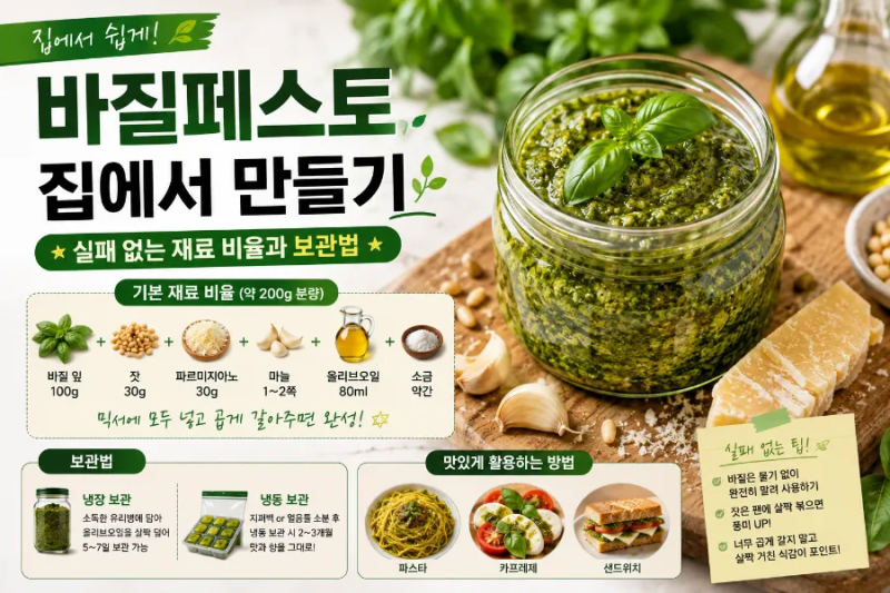 바질페스토 집에서 만들기 - 실패 없는 재료 비율과 보관법