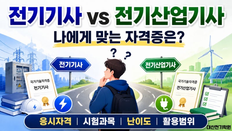 [노량진 대산전기학원] 전기기사와 전기산업기사 차이│나에게 맞는 자격증은?