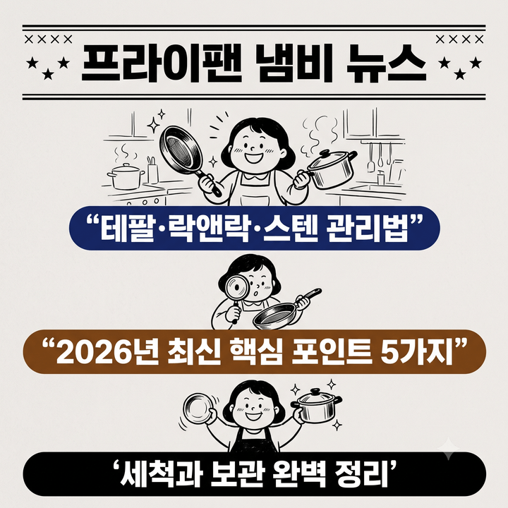 프라이팬 냄비 관리법 2026년 최신 버전, 테팔·락앤락·스텐 제품별 세척과 보관 핵심 포인트 ....