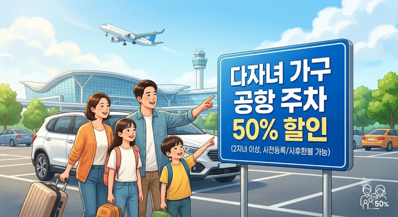 공항 주차요금 50% 할인! 다자녀 가구 필수 신청 가이드 (사전 등록 & 사후 환불 법)