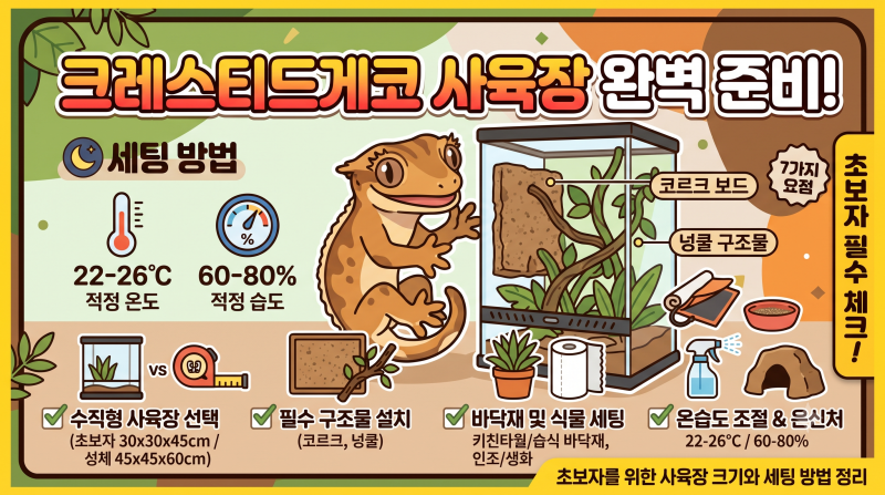 크레스티드게코 사육장 어떻게 준비할까? 초보자를 위한 크기와 세팅 방법