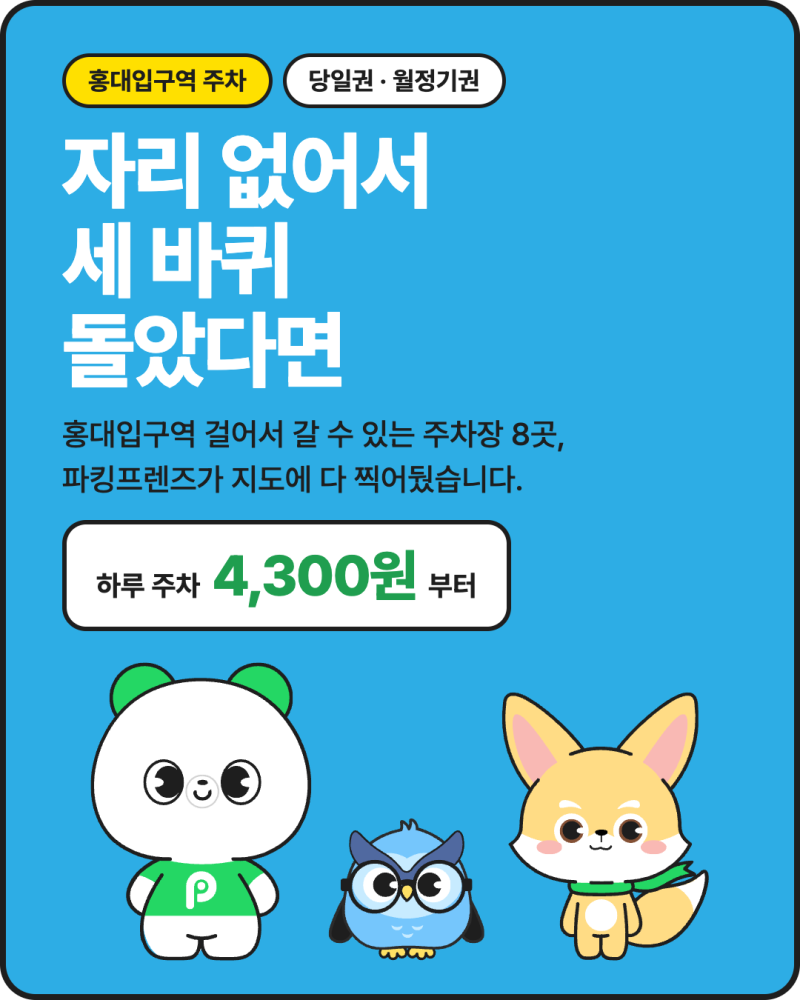홍대입구역 당일권 주차장 — 하루 종일 세워도 이 가격