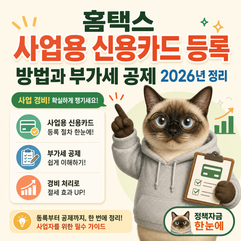 홈택스 사업용 신용카드 등록 방법과 부가세 공제 2026년 정리