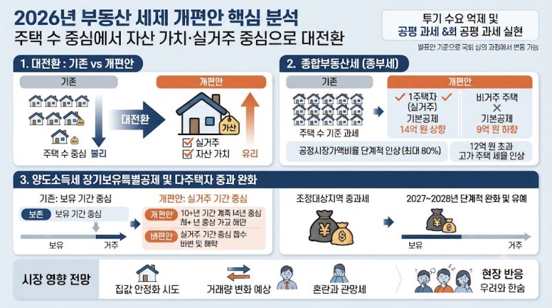 2026 부동산 세제 개편안 완벽 정리: 집값 잡는 명약일까, 실수요자 울리는 족쇄일까?