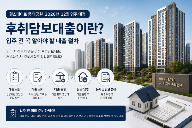 힐스테이트 중외공원 2026년 12월 입주 예정, 후취담보대출이란? 입주 전 꼭 알아야 할 대출 절....