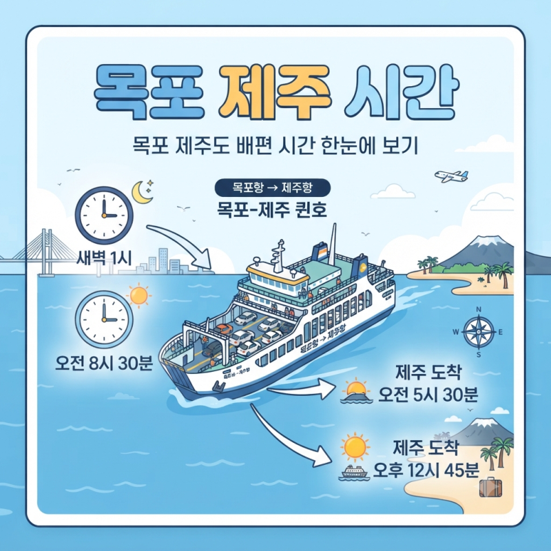 목포 제주도 배편 시간, 새벽·오전 출발과 제주 도착시간 총정리