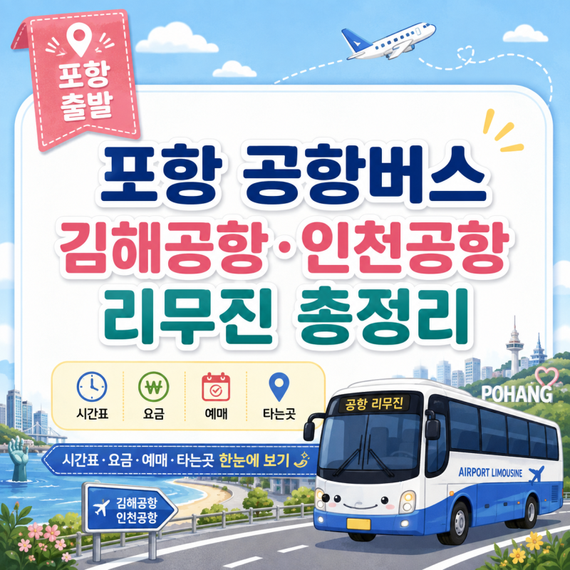 포항 공항버스, 김해공항·인천공항 리무진 시간표 요금 예매 타는곳 한 번에 정리