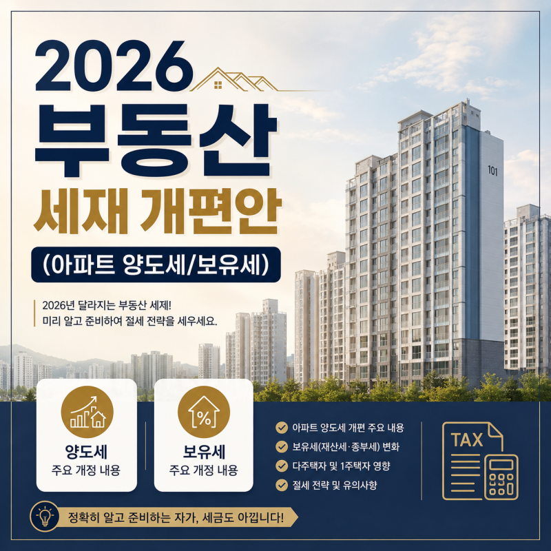 2026 부동산 세재 개편안(아파트 양도세/보유세 계산기)