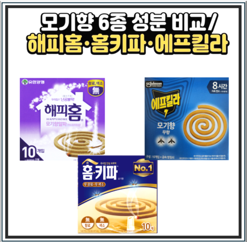 모기향 6종 성분 완전 비교 | 해피홈·홈키파·에프킬라 무향·유향 총정리