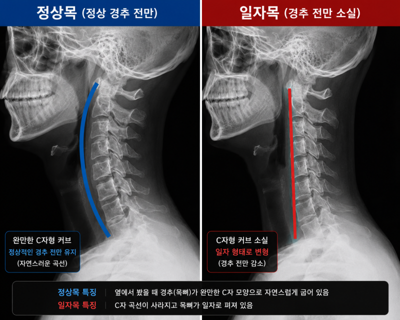 일자목 통증 증상과 자가 운동법