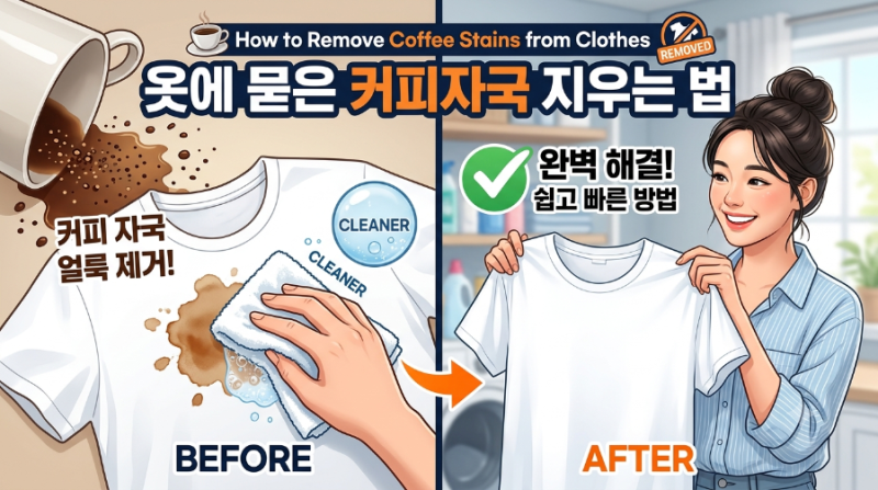 옷에 묻은 커피 얼룩 지우는 법: 골든타임 대처법부터 소재별 완벽 세탁 꿀팁까지