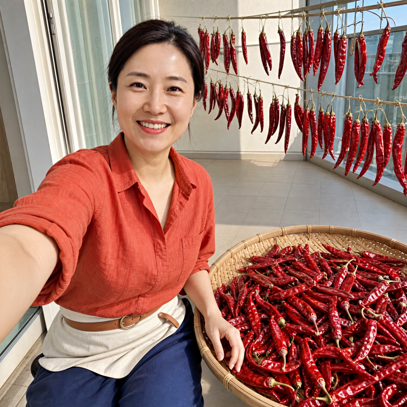 "겉은 바삭한데 보관 중에 곰팡이가 피었어요" 빨간 고추 말리는 방법 내부 습기의 함정