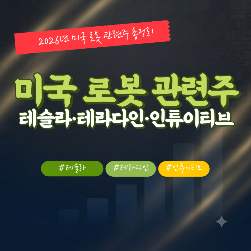 2026년 미국 로봇 관련주 총정리 : 대장주 테슬라·테라다인·인튜이티브 주가 전망