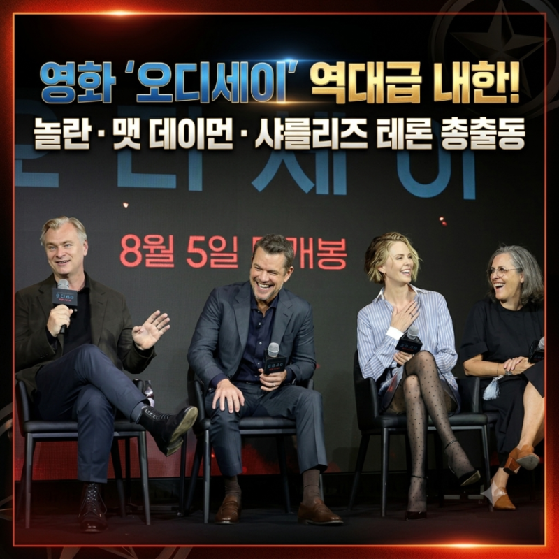 영화 '오디세이' 크리스토퍼 놀란·맷 데이먼·샤를리즈 테론 내한! 역대급 비하인드 총정리