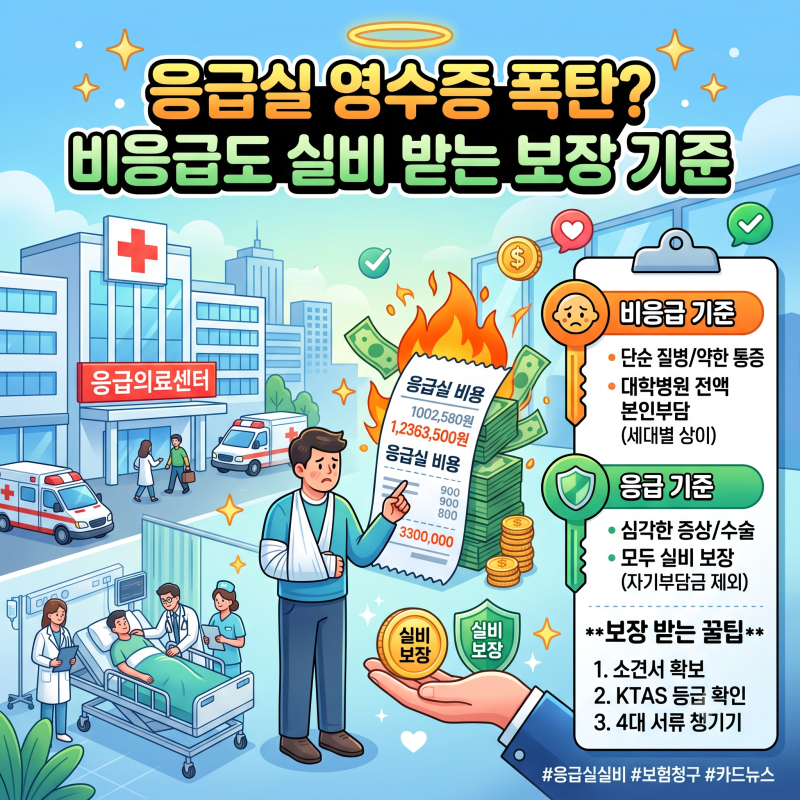 응급실 진료비 30만 원 나왔는데… 응급실 비응급 실비 처리 가능할까?