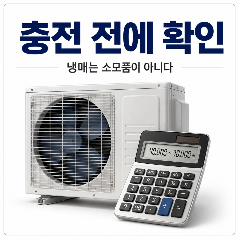 "에어컨 냉매 충전 가격" 벽걸이 4~6만원, 충전 주기라는 건 원래 없습니다