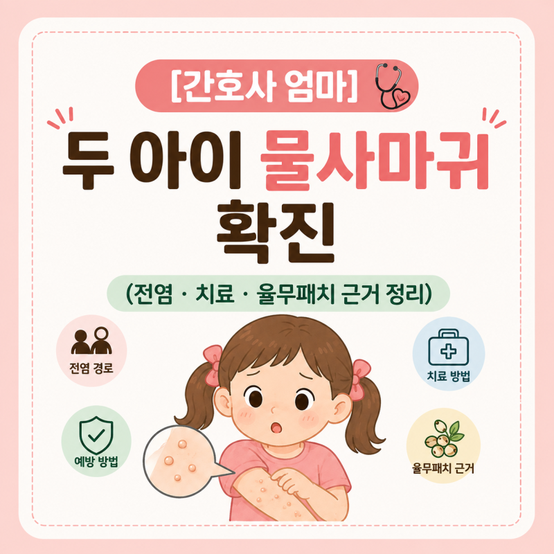 [간호사 엄마] 두 아이 물사마귀 확진 (전염·치료·율무패치 근거 정리)