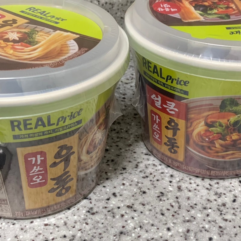 [GS25] 리얼프라이스 가쓰오 얼큰 우동 & 가쓰오 우동 맛 후기 / 1+1행사