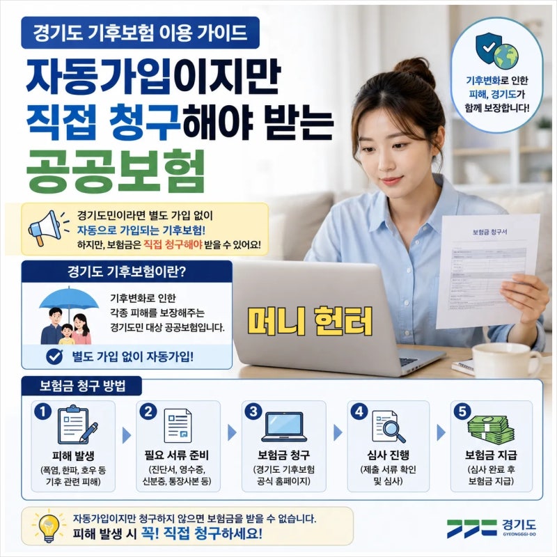 더워서 못살겠다 "경기도 기후보험 신청 가이드" 폭염 피해 치료받고 보험 청구하면 된데