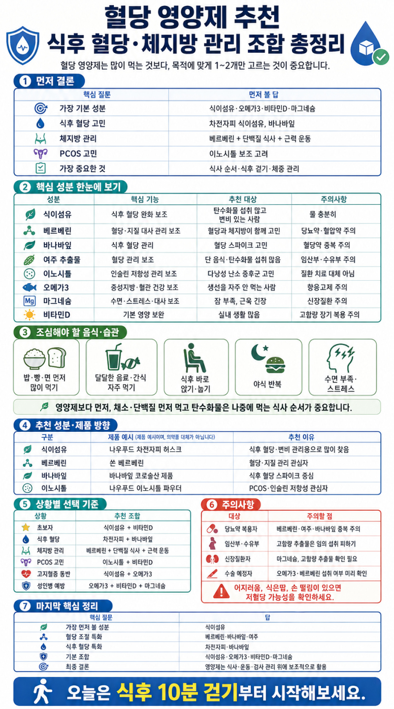 혈당 영양제 추천, 식후 혈당·체지방 관리 조합 총정리
