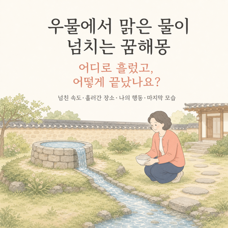 우물에서 맑은 물이 넘치는 꿈해몽 | 어디로 흘렀고 어떻게 끝났나요? 12가지