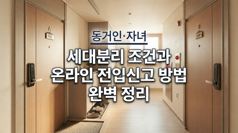 동거인·자녀 세대분리 및 전입신고 완벽 가이드 | 자격 조건·온라인 신청·세제 혜택 총정리