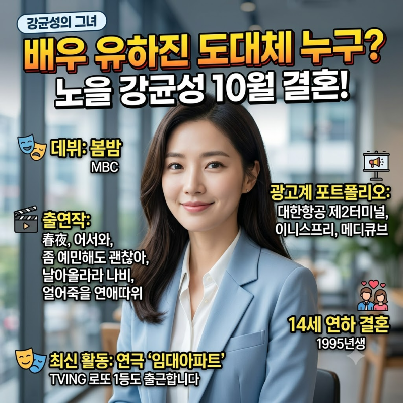 강균성의 그녀, 배우 유하진은 누구?