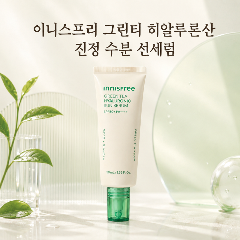이니스프리 그린티 진정수분 선세럼 선크림 답답한 40대가 캠핑장에서 써본 후기