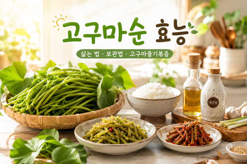 고구마순 효능, 삶는 법과 보관법! 고구마줄기볶음까지