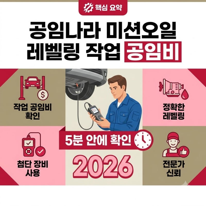 하반기 바뀌는 차량 정비, 공임나라 미션오일 레벨링 작업 공임비와 선택 기준