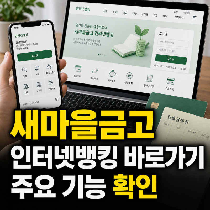 새마을금고 공식 홈페이지와 인터넷뱅킹 바로가기 및 주요 기능 안내