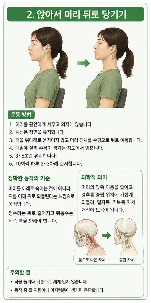 목의 정상적인 C자 만곡을 돕는 운동