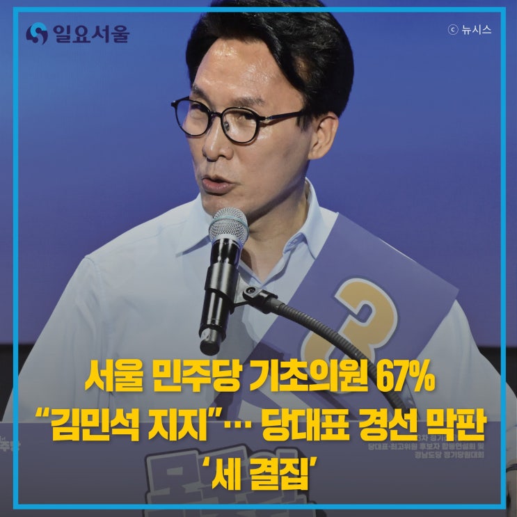 서울 <b>민주당</b> 기초의원 67% “김민석 지지”…<b>당대표</b> 경선 막판... 
