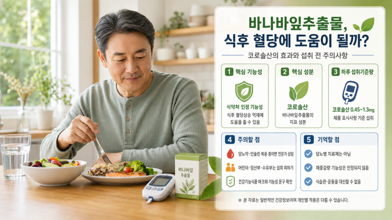 바나바잎추출물, 식후 혈당에 도움이 될까?...코로솔산의 효과와 섭취 전 주의사항