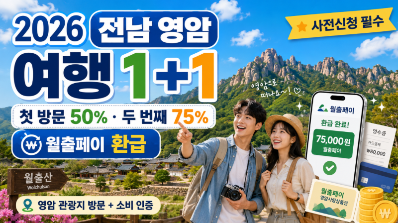 2026 전남 영암 여행 1+1 신청방법, 지원금과 조건 총정리