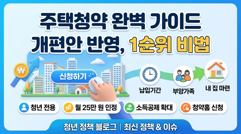 [2026 주택청약 완벽 가이드] 1순위 자격 조건, 월 납입 인정액(25만원), 신청방법 총정리