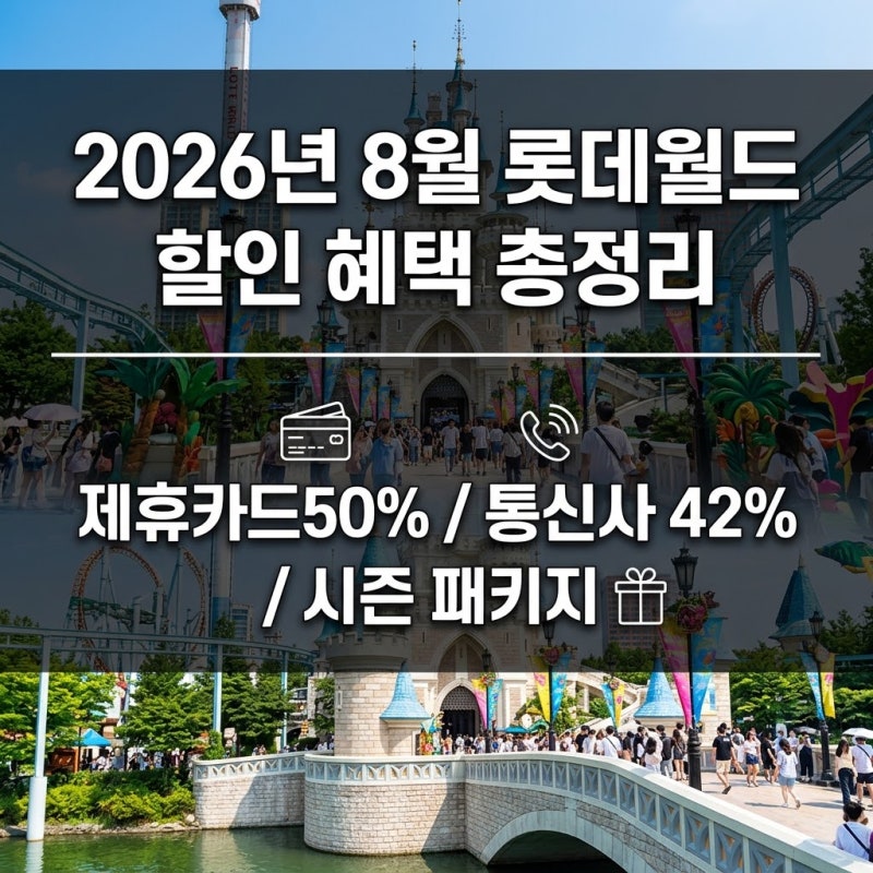 2026년 8월 롯데월드 할인 혜택 총정리: 카드사·통신사·시즌 패키지 가이드