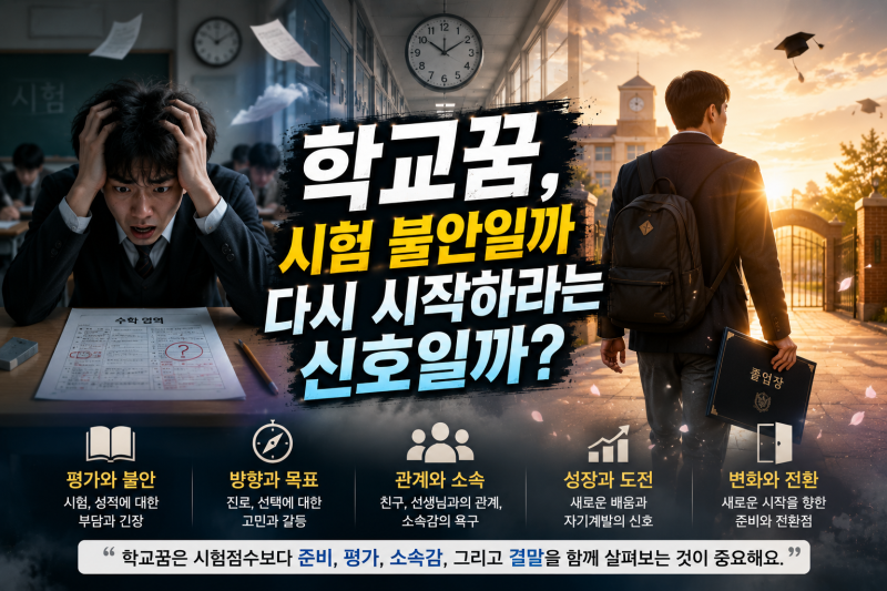 학교꿈 해몽 50가지｜시험 보는 꿈·학교에 지각하는 꿈·옛 친구 만나는 꿈 총정리