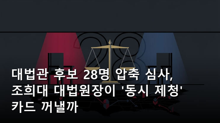 <b>대법관 후보</b> 28명 <b>압축</b> 심사, 조희대 대법원장이 '동시 제청... 