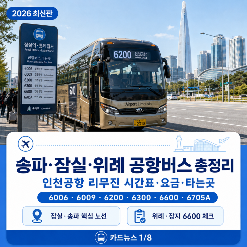 송파·잠실·위례 공항버스｜인천공항 리무진 시간표·요금·타는곳