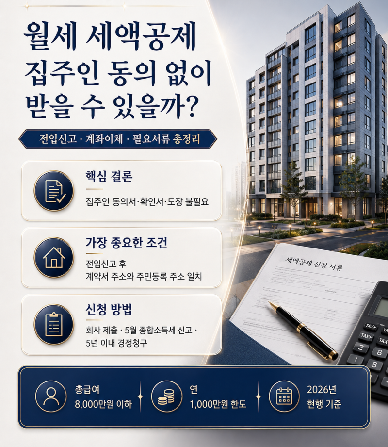월세 세액공제 집주인 동의 없이 받을 수 있을까｜전입신고·계좌이체·필요서류 총정리